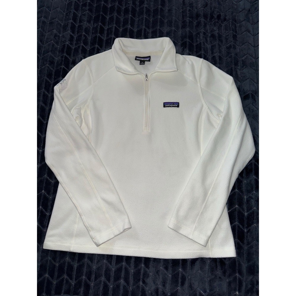 Patagonia Women's‎ Fleece Pullover White 1/4 Zip Lightweight Embroidered Sz M